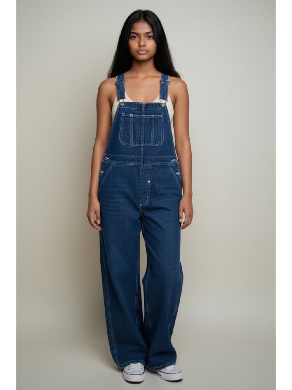 Flvsun Womens Denim Overalls Wide-Leg Adjustable Straps Casual Fashion Size XL
